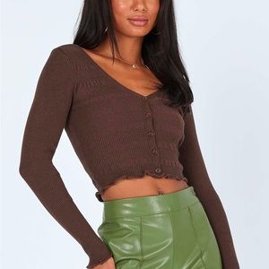 Princess Polly Casen Long Sleeve Top Brown